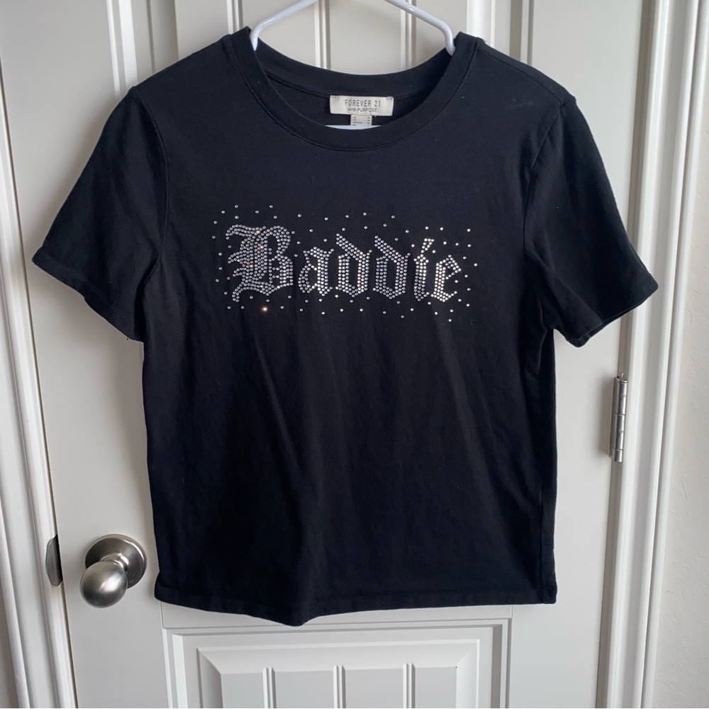 Baddie bedazzled black top